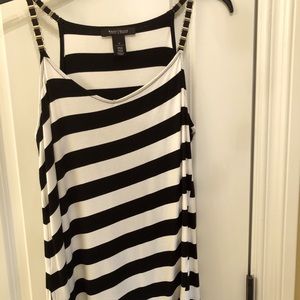WHBM Black & white stripes Asymmetrical hem